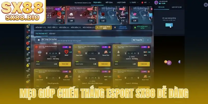 Mẹo giúp chiến thắng Esport SX88 dễ dàng